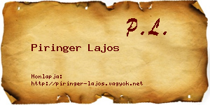 Piringer Lajos névjegykártya